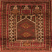 Round Machine Washable Persian Orange Traditional Area Rugs, wshtr1481org