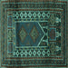 Square Machine Washable Persian Turquoise Traditional Area Rugs, wshtr1481turq