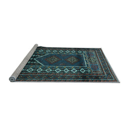 Sideview of Machine Washable Persian Light Blue Traditional Rug, wshtr1481lblu