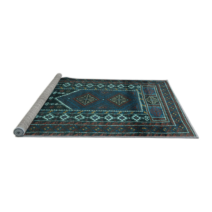 Sideview of Machine Washable Persian Light Blue Traditional Rug, wshtr1481lblu