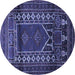 Round Persian Blue Traditional Rug, tr1481blu