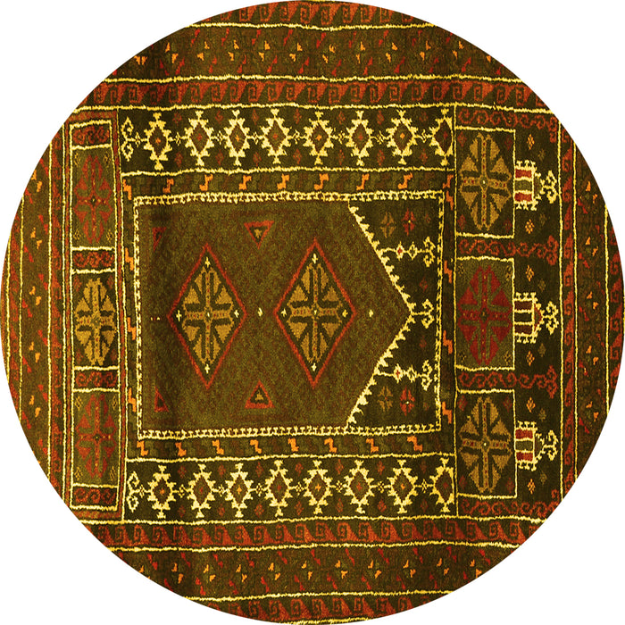 Round Persian Yellow Traditional Rug, tr1481yw