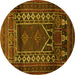Round Persian Yellow Traditional Rug, tr1481yw