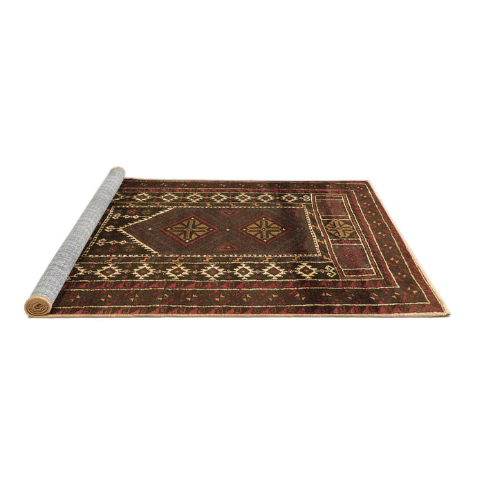 Sideview of Machine Washable Persian Brown Traditional Rug, wshtr1481brn