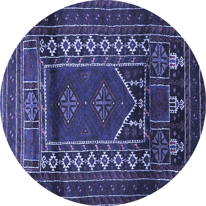 Round Machine Washable Persian Blue Traditional Rug, wshtr1481blu