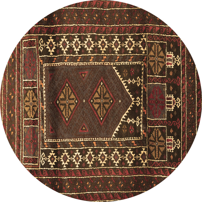 Round Persian Brown Traditional Rug, tr1481brn
