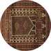 Round Persian Brown Traditional Rug, tr1481brn
