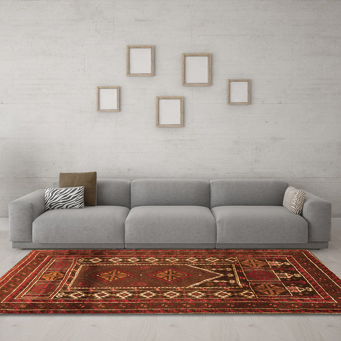 Machine Washable Persian Orange Traditional Area Rugs in a Living Room, wshtr1481org