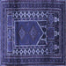 Square Machine Washable Persian Blue Traditional Rug, wshtr1481blu