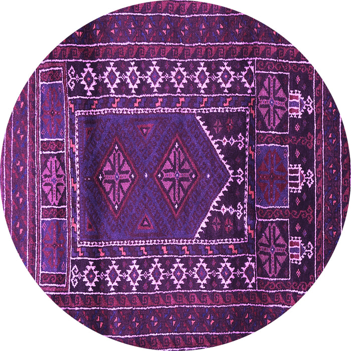 Round Persian Purple Traditional Rug, tr1481pur