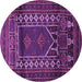 Round Persian Purple Traditional Rug, tr1481pur