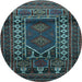 Round Persian Light Blue Traditional Rug, tr1481lblu