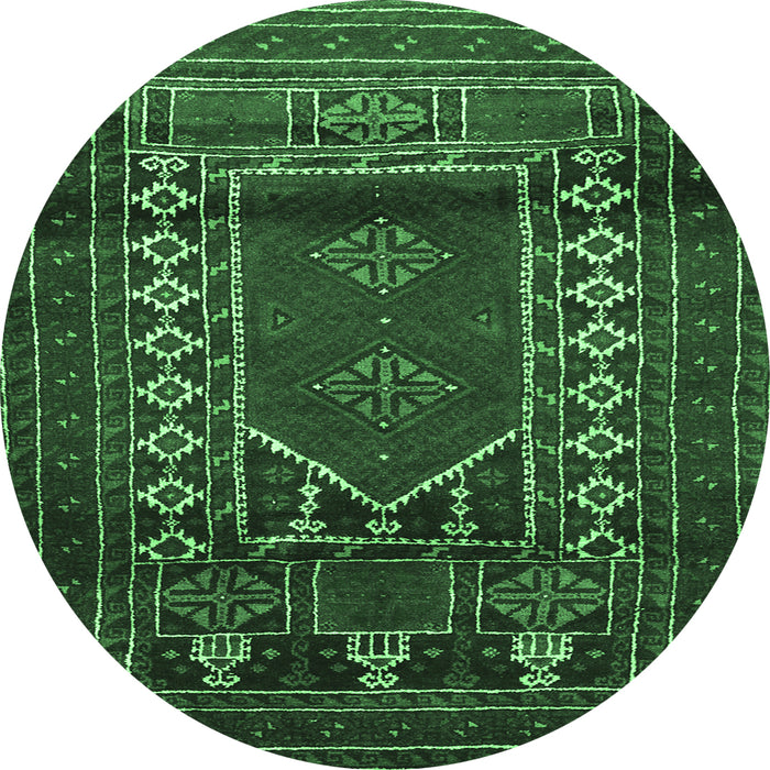Round Machine Washable Persian Emerald Green Traditional Area Rugs, wshtr1481emgrn