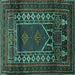 Square Persian Turquoise Traditional Rug, tr1481turq