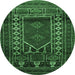 Round Persian Emerald Green Traditional Rug, tr1481emgrn