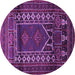 Round Machine Washable Persian Purple Traditional Area Rugs, wshtr1481pur