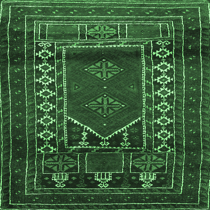 Square Persian Emerald Green Traditional Rug, tr1481emgrn