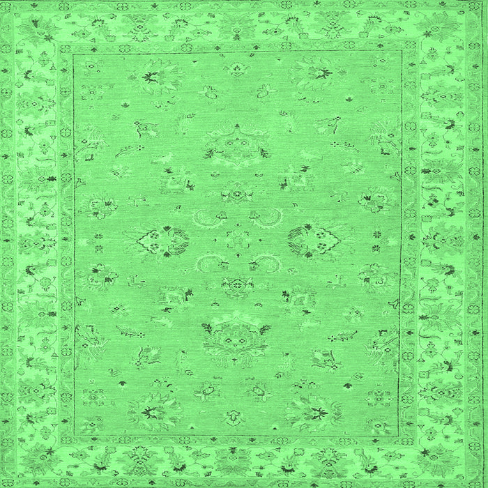 Square Machine Washable Oriental Emerald Green Traditional Area Rugs, wshtr1482emgrn