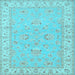 Square Oriental Light Blue Traditional Rug, tr1482lblu