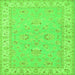 Round Machine Washable Oriental Green Traditional Area Rugs, wshtr1482grn