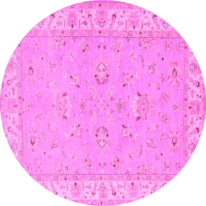 Round Oriental Pink Traditional Rug, tr1482pnk