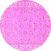 Round Oriental Pink Traditional Rug, tr1482pnk