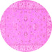 Round Machine Washable Oriental Pink Traditional Rug, wshtr1482pnk