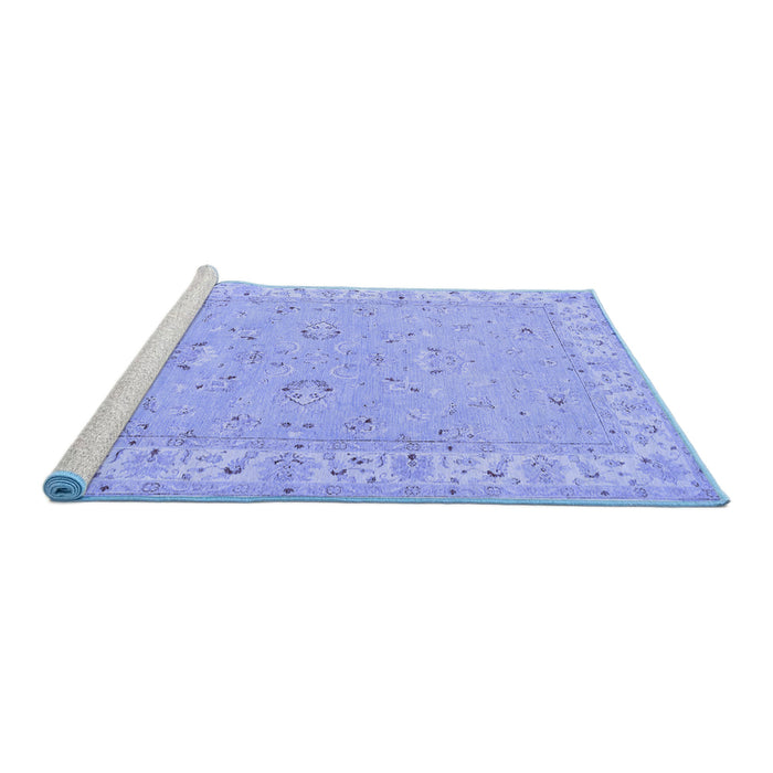 Sideview of Machine Washable Oriental Blue Traditional Rug, wshtr1482blu
