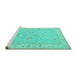 Sideview of Machine Washable Oriental Turquoise Traditional Area Rugs, wshtr1482turq