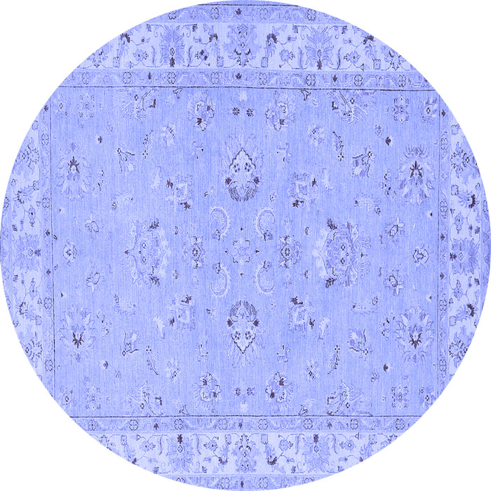 Round Oriental Blue Traditional Rug, tr1482blu