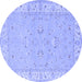 Round Oriental Blue Traditional Rug, tr1482blu