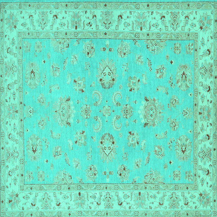 Square Machine Washable Oriental Turquoise Traditional Area Rugs, wshtr1482turq