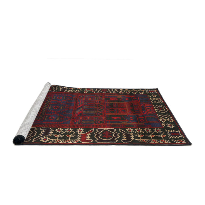 Sideview of Machine Washable Traditional Saffron Red Rug, wshtr1483
