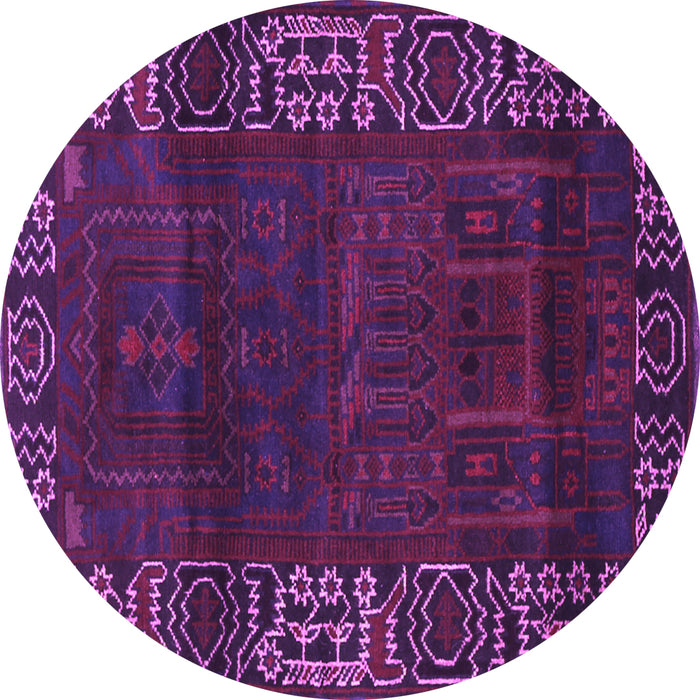Round Machine Washable Persian Purple Traditional Area Rugs, wshtr1483pur