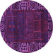 Round Machine Washable Persian Purple Traditional Area Rugs, wshtr1483pur