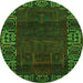Square Persian Green Traditional Rug, tr1483grn