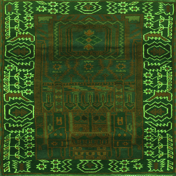 Round Machine Washable Persian Green Traditional Area Rugs, wshtr1483grn