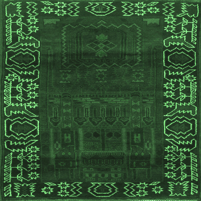 Square Persian Emerald Green Traditional Rug, tr1483emgrn