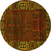 Round Persian Yellow Traditional Rug, tr1483yw