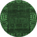 Round Persian Emerald Green Traditional Rug, tr1483emgrn