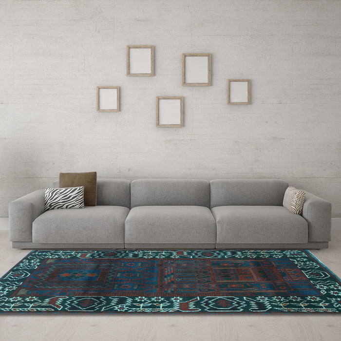 Machine Washable Persian Light Blue Traditional Rug in a Living Room, wshtr1483lblu