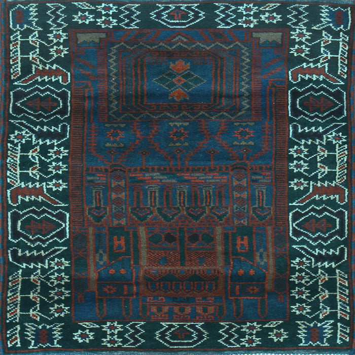 Square Machine Washable Persian Light Blue Traditional Rug, wshtr1483lblu