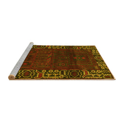 Sideview of Machine Washable Persian Yellow Traditional Rug, wshtr1483yw