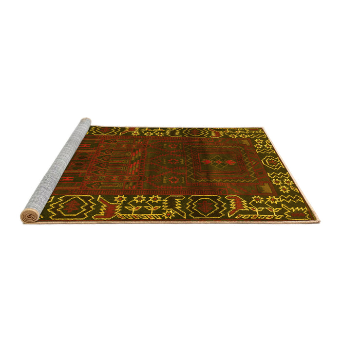 Sideview of Machine Washable Persian Yellow Traditional Rug, wshtr1483yw