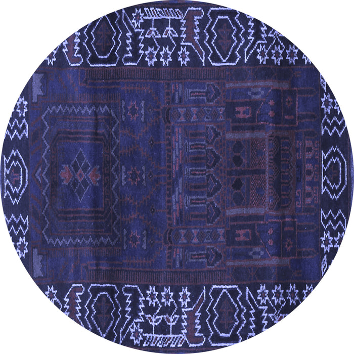 Round Machine Washable Persian Blue Traditional Rug, wshtr1483blu