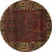 Round Machine Washable Persian Brown Traditional Rug, wshtr1483brn