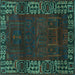 Square Machine Washable Persian Turquoise Traditional Area Rugs, wshtr1483turq