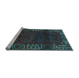 Sideview of Machine Washable Persian Light Blue Traditional Rug, wshtr1483lblu