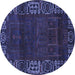 Round Persian Blue Traditional Rug, tr1483blu