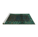 Sideview of Machine Washable Persian Turquoise Traditional Area Rugs, wshtr1483turq